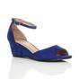 Royal Blue AJVANI Royal Blue Mid Wedge Heel Ankle Strap Sandals, Image 1 of 6