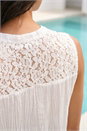 Ivory  Floral Lace Yoke Blouse , Image 4 of 4