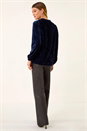 Navy  Velvet Embroidered Tie Top, Image 5 of 5