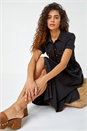 Black Denim Midi Shirt Dress, Image 1 of 6