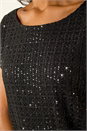 Black Sparkly Sequin Cut Out Top, Image 5 of 5