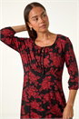 Red Petite Floral Stretch Midi Dress, Image 4 of 5
