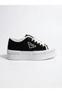 Black iKrush Black Constance Canvas Platform Lace Up Trainers, Image 1 of 5