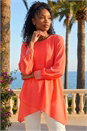 Coral Sparkly Detail Asymmetric Hem Top, Image 1 of 4