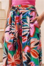 Pink Abstract Print Pocket Palazzo Trouser , Image 4 of 4