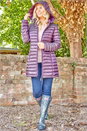 Purple Longline Zip-Through Padded Coat, Image 3 of 4