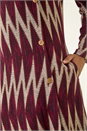 Wine Zig Zag Side Buttoned Dress, Image 5 of 5