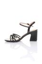 Black High Block Heel Buckle Diamante Strappy Sandals, Image 3 of 4