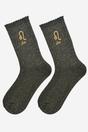 Black Embroiderd Leo Zodiac Glitter Socks, Image 2 of 3