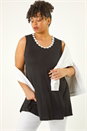 Black Curve Daisy Trim Vest Top, Image 1 of 5