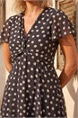 Chocolate Petite Polka Dot Twist Front Dress, Image 4 of 4