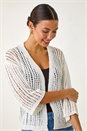 Ivory Stitch Detail Knit Cardigan, Image 1 of 5