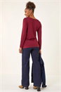 Red Lace V-Neck Stretch Top, Image 3 of 5