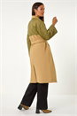 Tan Contrast Quilted Collar Smart Coat, Image 3 of 8