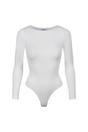 White Long Sleeve Sculpting Bodysuit Fit, Image 1 of 5