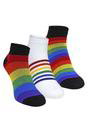 Multi 3 Pairs Rainbow Cotton Trainer Socks, Image 1 of 3