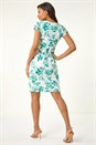 Green Floral Lace Stretch Shift Dress, Image 3 of 5