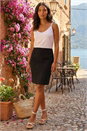 Black Short Textured Elastic Waist Jersey Skirt, Image 2 of 4