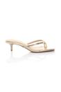 Gold AJVANI Gold Low Kitten Heel Toe Post Slip On Square Toe Sandals, Image 2 of 5