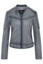Grey Quilted Leather Biker Jacket-Horten, Image 1 of 6