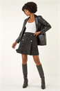Black Pleated Box Button Skirt , Image 3 of 5
