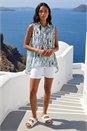 Blue Abstract Print Button Shirt, Image 2 of 4