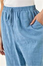 Blue Petite Cropped Frill Hem Trouser, Image 5 of 5