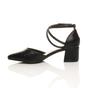 Black AJVANI Black Mid Block Heel Crossed Strap Pointed Toe 2 Part Heels, Image 3 of 6