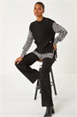 Black 2 In 1 Animal Print Knit Jumper, Image 1 of 5