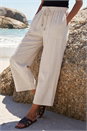 Natural  Cropped Linen Blend Trouser, Image 2 of 4