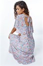 Lilac Floral Print Angel Sleeve Chiffon Maxi Dress, Image 1 of 5