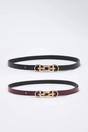 Multi Double Pack Gold Chain Buckle Slim Faux Leather Belt, Image 1 of 2