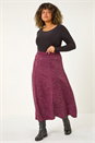 Wine Curve Check Stretch Midi Skirt, Image 3 of 5
