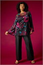 Red Curve Floral Mesh Print Top, Image 7 of 8