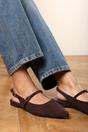 Dark Brown Estrella Pointed Toe Mary Jane Open Back Ballet Flats, Image 1 of 7