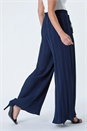 Navy  Petite Pleated Elastic Waist Wide Leg Trousers, Image 2 of 6