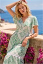 Mint Lace Detail V-Neck Midi Dress, Image 2 of 4