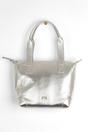 Silver Medium Metallic Faux Leather Tote Bag, Image 2 of 3