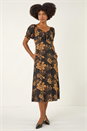Amber Floral Print Ruched Midi Dress, Image 2 of 5