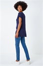 Navy  Foil Leaf Print T-Shirt, Image 3 of 5