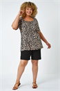 Black Curve Elastic Waist Turn Hem Stretch Shorts, Image 1 of 5