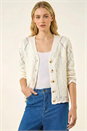Ivory  Scallop V-Neck Knit Cardigan, Image 4 of 5