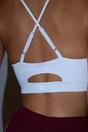 White WOVCOR White Strappy Back Scoop Neck Supportive Knit Sports Bra, Image 3 of 3
