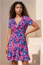 Pink Petite Floral Wrap Dress, Image 1 of 4