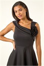 Black Corsage Premium Stretch Midi Dress, Image 5 of 5