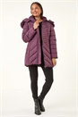 Plum Petite Longline Padded Puffer Coat, Image 2 of 5