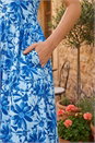 Blue Floral Print Midi Tea Dress, Image 4 of 4
