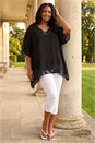 Black Curve Sequin Trim V-Neck Kaftan, Image 3 of 4