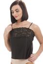 Black Camille Lingerie Black Satin Feel Lace Trim Camisole, Image 1 of 5