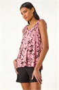 PINK Printed Tie Shoulder Vest Top, Image 4 of 5